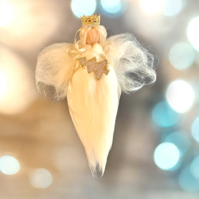 Juleengel, Hvid med Juletræ og Krone