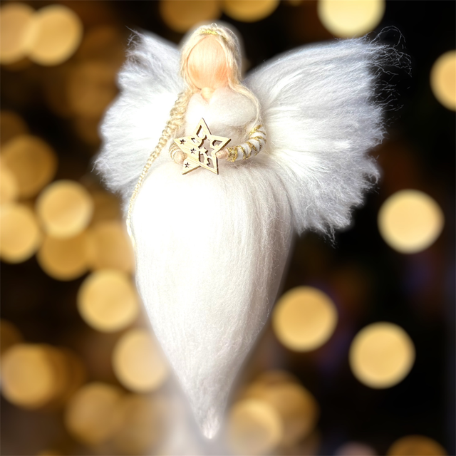 Uldengel, Hvid med Træstjerne og guldglorie