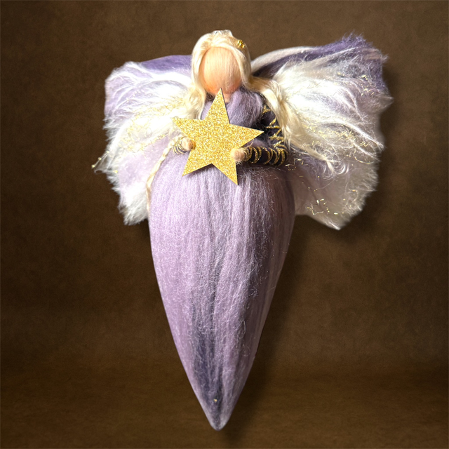 Juleengel, lilla med stjerne
