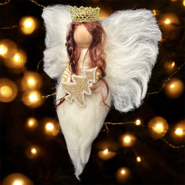 Juleengel, Hvid med Juletræ