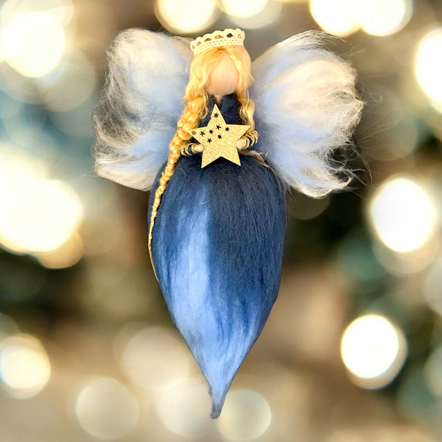 Uldengel, blå med Stjerne og hvid krone