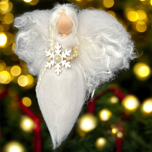 Juleengel, Hvid med Snekrystal