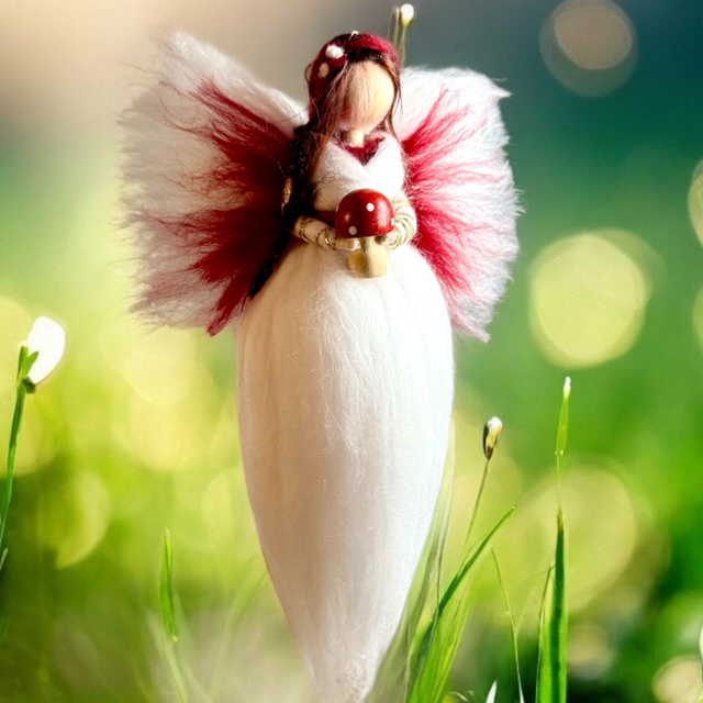 Uldengel, Hvid og rød med Fluesvamp 🍄