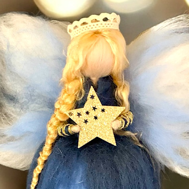 Uldengel, blå med Stjerne og hvid krone