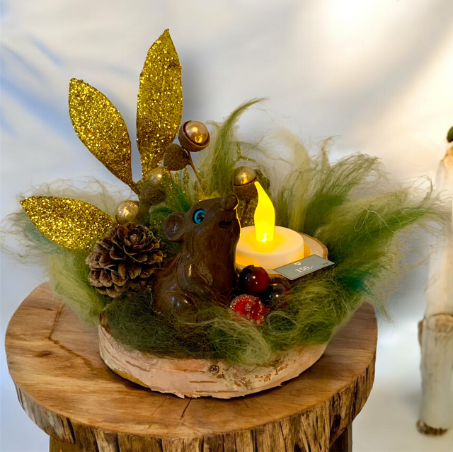 Juledekoration -  Mus med Røde Bær