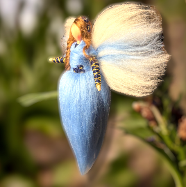 Uldengel, blå med blomster