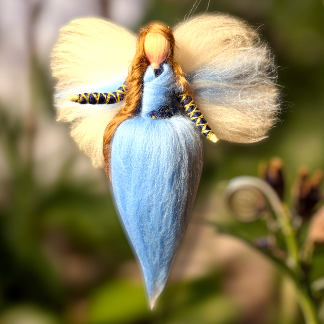 Uldengel, blå med blomster