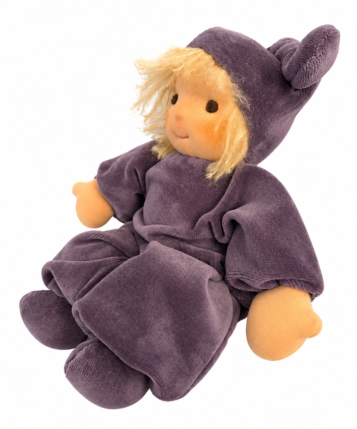 Håndlavet Waldorf-inspireret dukke Lilje i støvet lilla fra HjerteHvid